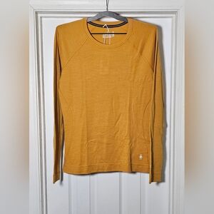 Smartwool Classic Thermal Merino Wool Base Layer Crew Size L Honey Gold Heather